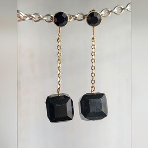 Black‎ tourmaline Vintage Dangle Earrings